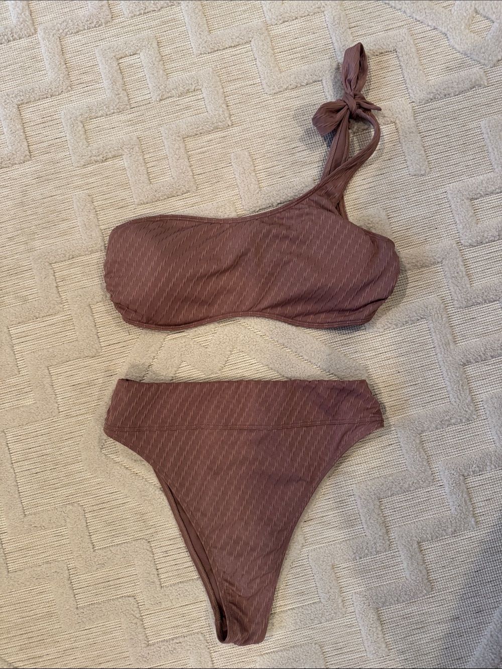 Abercrombie & Fitch One-Shoulder Bikini Set in Dusty Rose